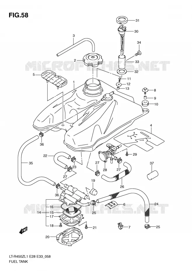 RESERVOIR D'ESSENCE (LT-R450ZL1 E33) Suzuki QUAD 450 QUADRACER 2011  LT-R450ZL1(E28/E33)