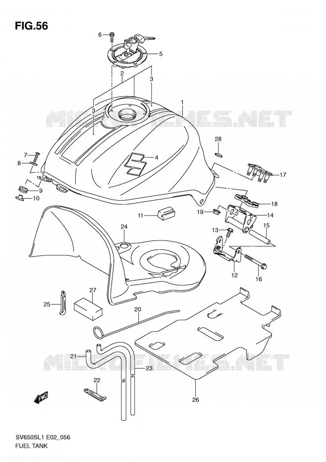 RESERVOIR D'ESSENCE (SV650SL1 E2) Suzuki MOTO 650 SV 2011  SV650SUL1(E2)