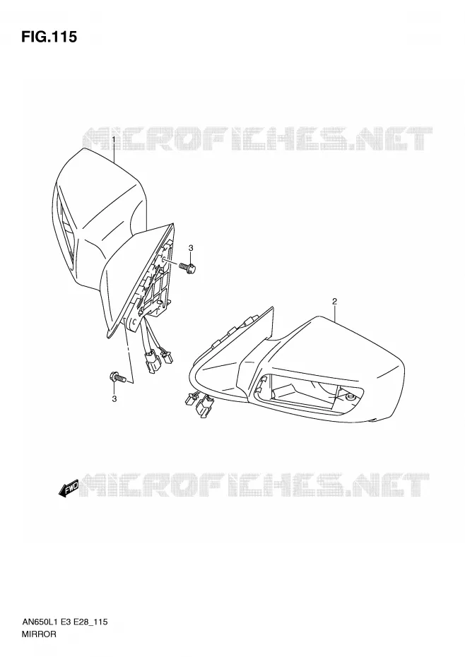 RETROVISEUR (AN650AL1 E33) Suzuki SCOOTER 650 BURGMAN 2011  AN650AL1(E3/E28)