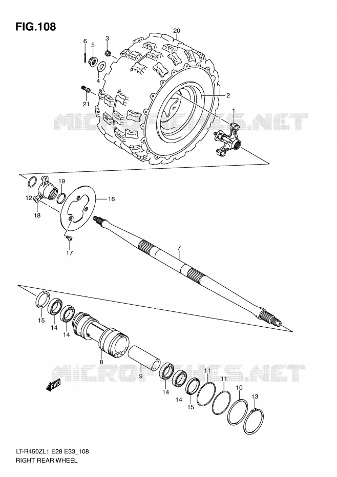ROUE ARRIERE DROITE (LT-R450ZL1 E33) Suzuki QUAD 450 QUADRACER 2011  LT-R450L1(E28/E33)