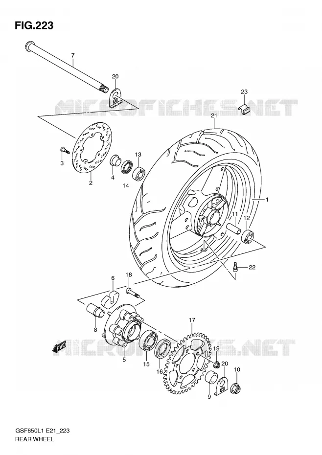 ROUE ARRIERE (GSF650L1 E21) Suzuki MOTO 650 BANDIT 2011  GSF650SAL1(E21)