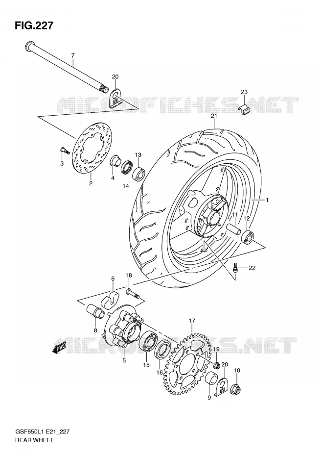 ROUE ARRIERE (GSF650SL1 E21) Suzuki MOTO 650 BANDIT 2011  GSF650L1(E21)