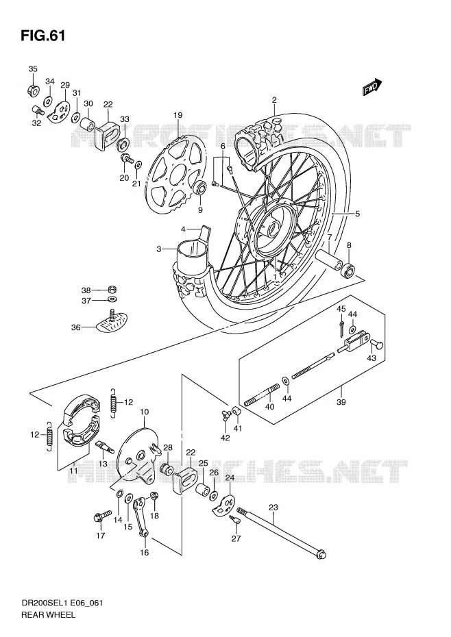 ROUE ARRIERE Suzuki MOTO 200 DR 2011  DR200SEL1(E6)