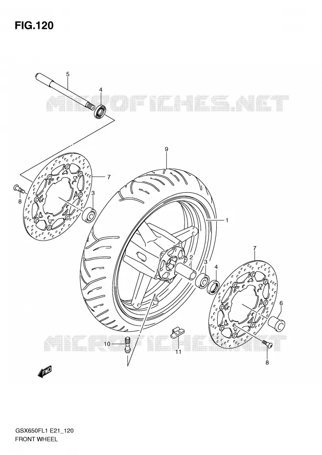 ROUE AVANT (GSX650FUL1 E24) Suzuki MOTO 650 GSX-F 2011  GSX650FUL1(E21)