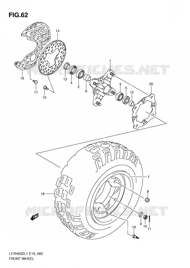 ROUE AVANT (LT-R450L1 E19) Suzuki QUAD 450 QUADRACER 2011  LT-R450L1(E19)