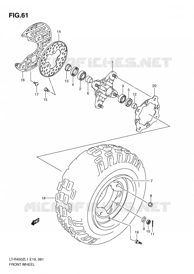 ROUE AVANT (LT-R450ZL1 E19) Suzuki QUAD 450 QUADRACER 2011  LT-R450L1(E19)