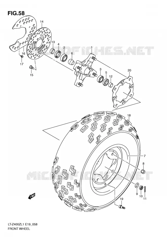 ROUE AVANT (LT-Z400L1 E19) Suzuki QUAD 400 QUADSPORT 2011  LT-Z400L1(E19)