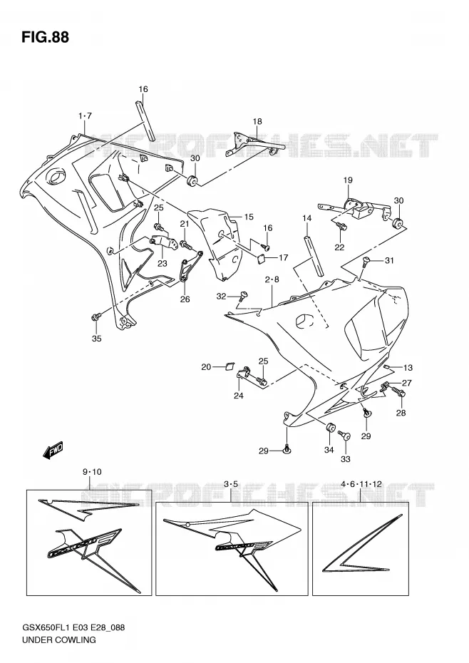 SABOT (GSX650FL1 E3) Suzuki MOTO 650 GSX-F 2011  GSX650FL1(E3/E28)