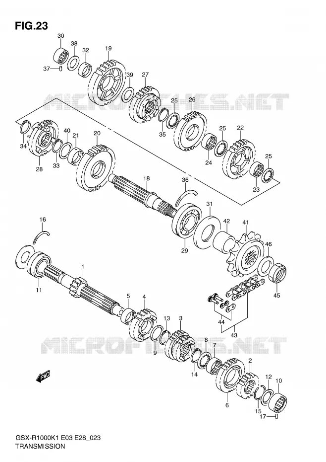TRANSMISSION Suzuki MOTO 1000 GSX-R 2001  GSX-R1000 K1 (E03,E28,E33)