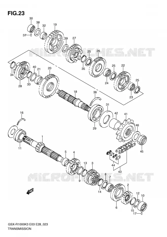 TRANSMISSION Suzuki MOTO 1000 GSX-R 2003  GSX-R1000 K3 (E03,E28,E33)