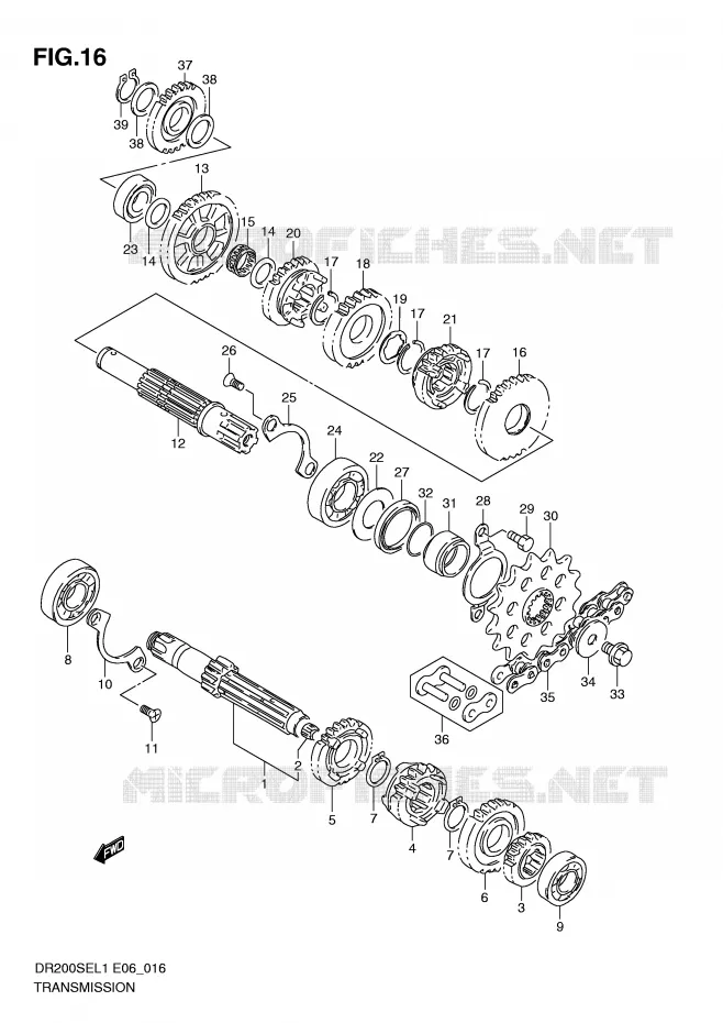TRANSMISSION Suzuki MOTO 200 DR 2011  DR200SEL1(E6)