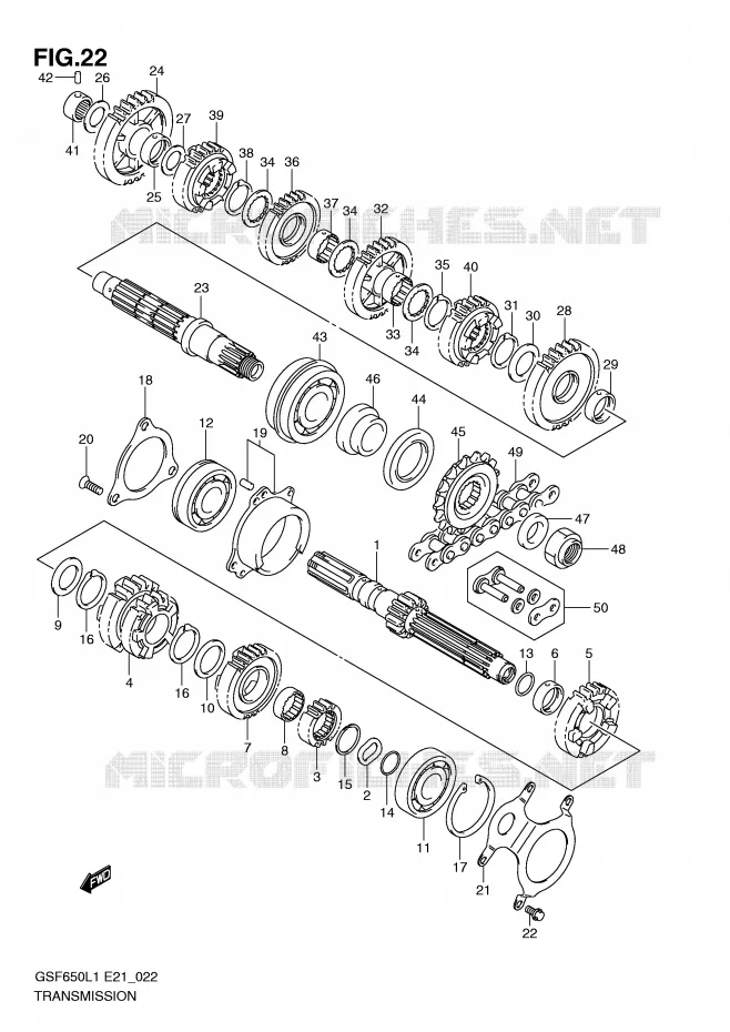 TRANSMISSION Suzuki MOTO 650 BANDIT 2011  GSF650UAL1(E21)