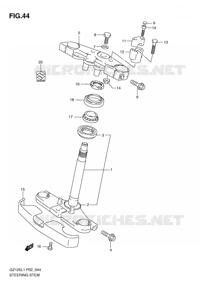 COLONNE DE DIRECTION Suzuki MOTO 125 MARAUDER 2011  GZ125L1(P02)