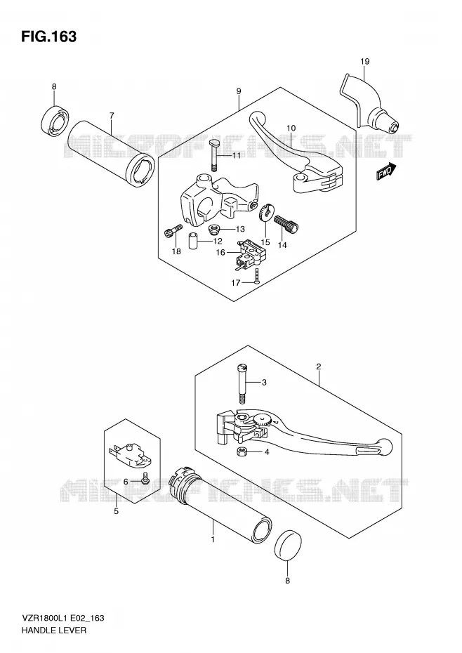 LEVIERS - POIGNEES (VZR1800L1 E2) Suzuki MOTO 1800 INTRUDER 2011  VZR1800ZL1(E2)