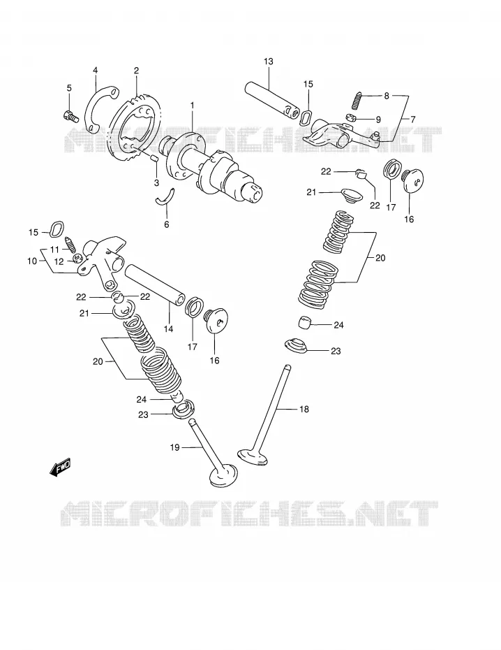ARBRE A CAMES - SOUPAPES Suzuki QUAD 500 VINSON 2002  LT-F500FK2(E24)