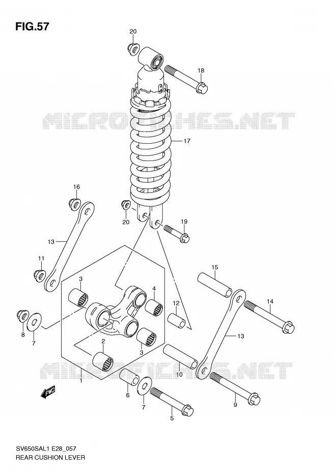 BIELLETTE DE SUSPENSION ARRIERE Suzuki MOTO 650 SV-S 2011  SV650SAL1(E28)