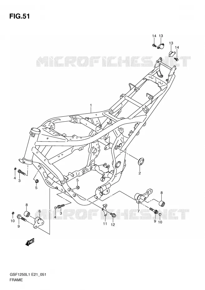 CADRE Suzuki MOTO 1250 BANDIT 2012  GSF1250L1(E21)