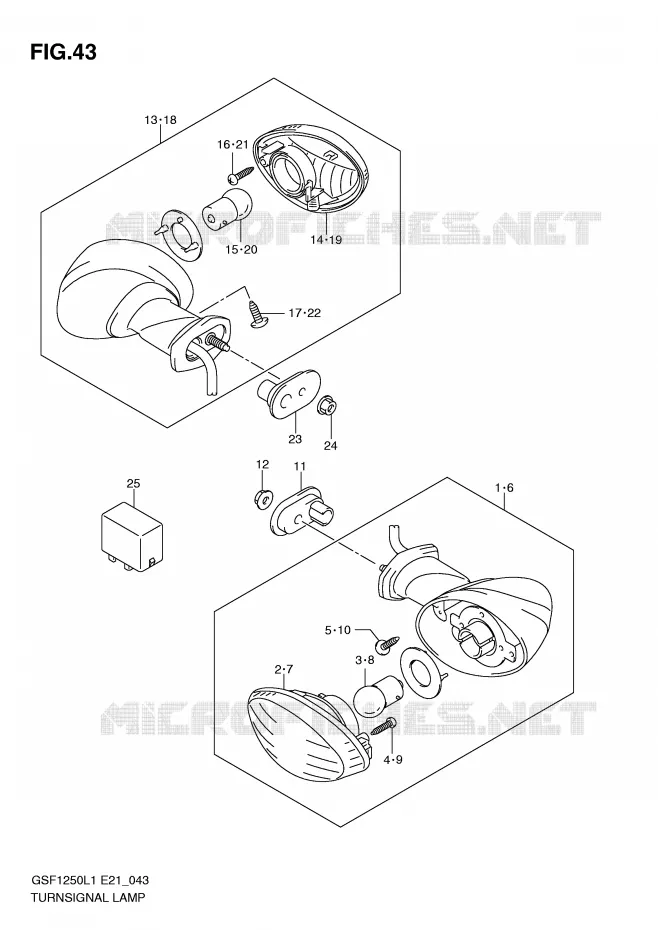 CLIGNOTANTS (GSF1250AL1 E21) Suzuki MOTO 1250 BANDIT 2012  GSF1250L1(E21)