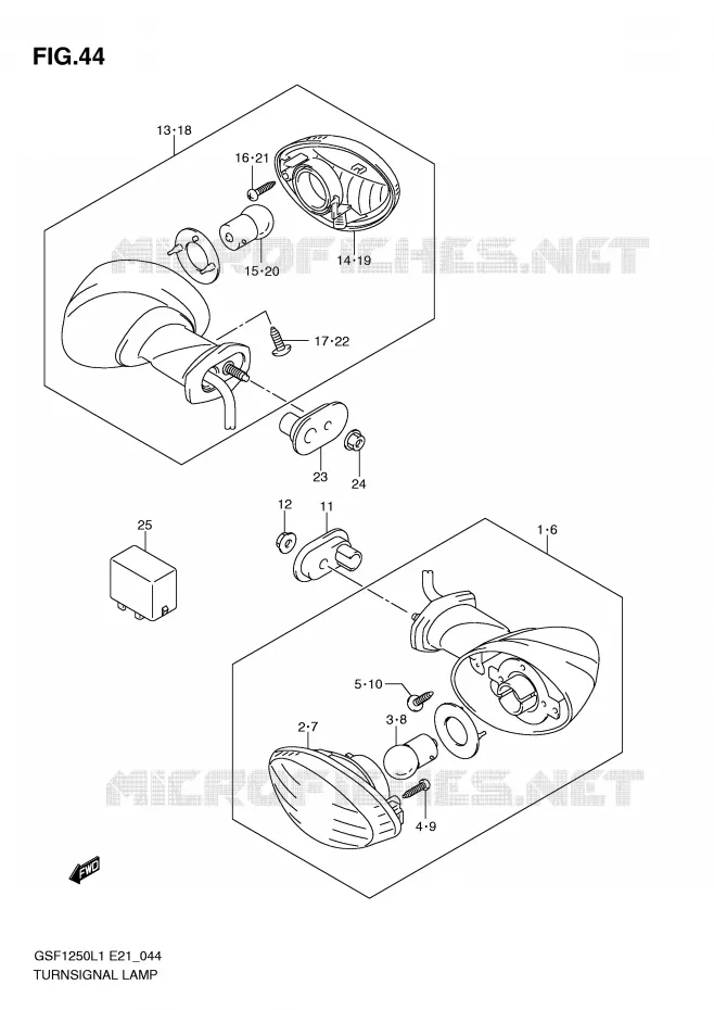 CLIGNOTANTS (GSF1250AL1 E24) Suzuki MOTO 1250 BANDIT 2012  GSF1250L1(E21)