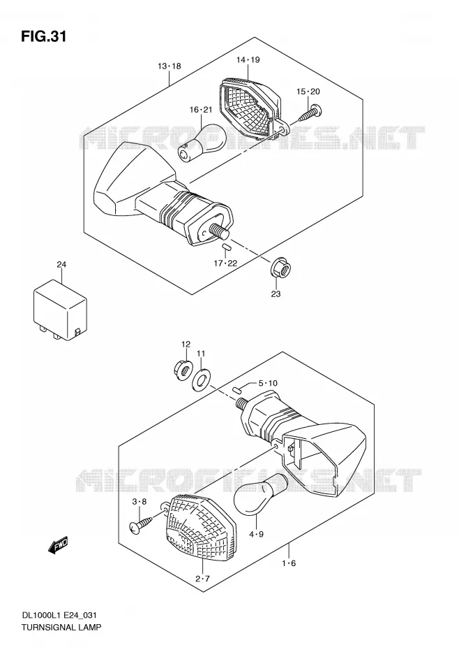 CLIGNOTANTS Suzuki MOTO 1000 V-STROM 2011  DL1000L1(E24)