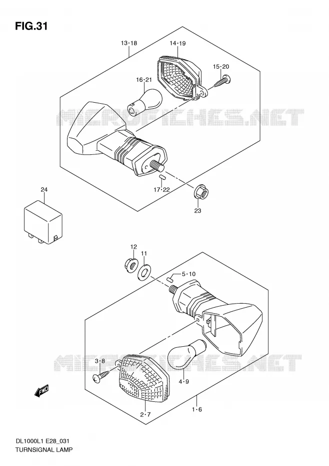 CLIGNOTANTS Suzuki MOTO 1000 V-STROM 2011  DL1000L1(E28)