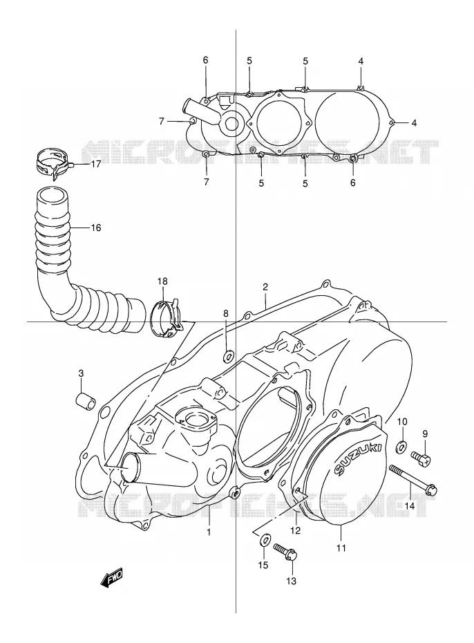 COUVERCLE DE CARTER GAUCHE Suzuki QUAD 80 QUADSPORT 2000  LT80Y(P1)