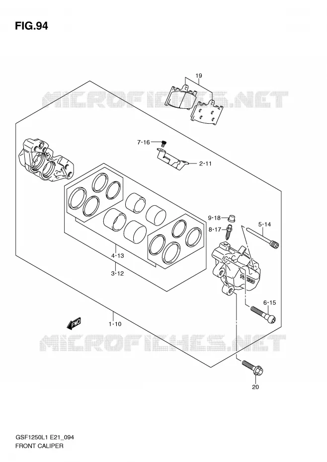 ETRIER DE FREIN AVANT (GSF1250AL1 E24) Suzuki MOTO 1250 BANDIT 2011  GSF1250L1(E21)