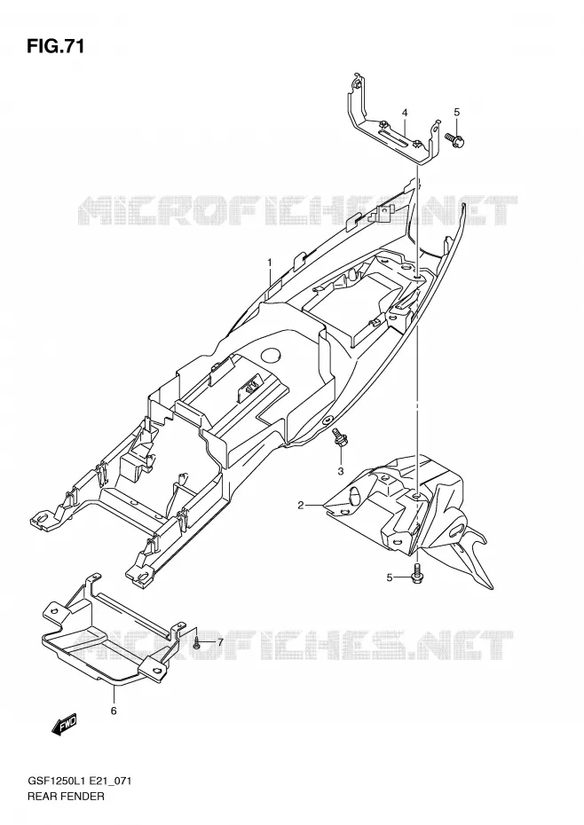 GARDE BOUE ARRIERE (GSF1250L1 E21) Suzuki MOTO 1250 BANDIT 2011  GSF1250L1(E21)