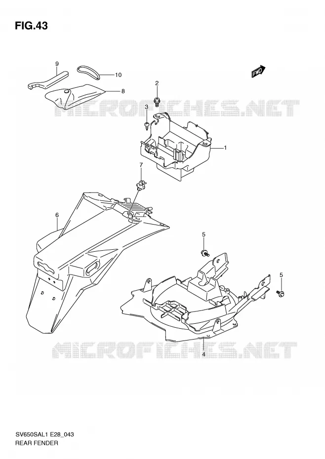GARDE BOUE ARRIERE Suzuki MOTO 650 SV-S 2011  SV650SAL1(E28)