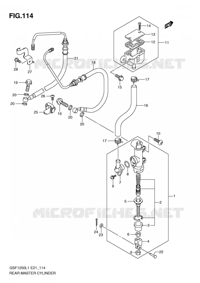 MAITRE CYLINDRE DE FREIN ARRIERE (GSF1250AL1 E24) Suzuki MOTO 1250 BANDIT 2011  GSF1250AL1(E21)