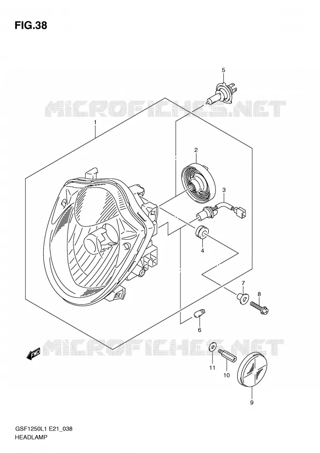 PHARE (GSF1250L1 E24) Suzuki MOTO 1250 BANDIT 2011  GSF1250AL1(E21)