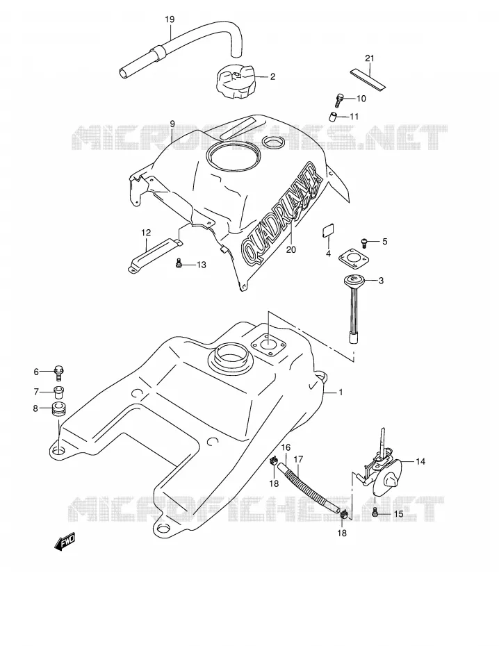 RESERVOIR D'ESSENCE (MODELE W) Suzuki QUAD 500 VINSON 2002  LT-F500FK2(E24)