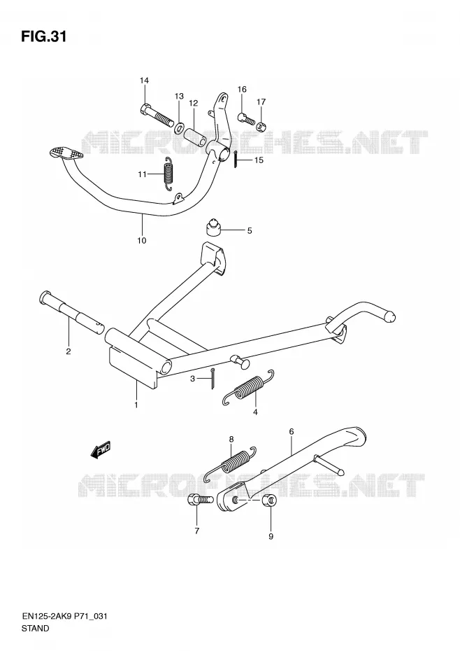 BEQUILLE Suzuki MOTO 125 EN 2009  EN125-2AK9(P71)