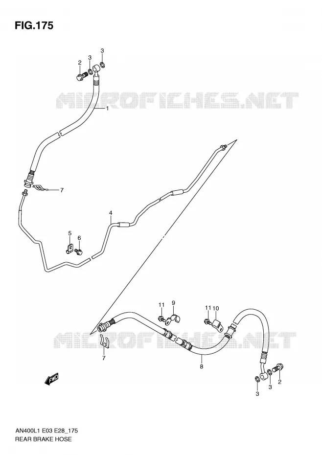 DURITE DE FREIN ARRIERE (AN400L1 E33) Suzuki SCOOTER 400 BURGMAN 2011  AN400AL1(E03)