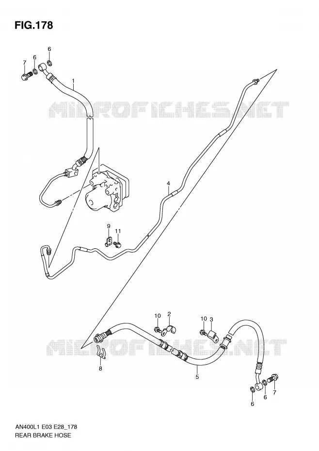 DURITE DE FREIN ARRIERE (AN400ZAL1 E33) Suzuki SCOOTER 400 BURGMAN 2011  AN400AL1(E03)