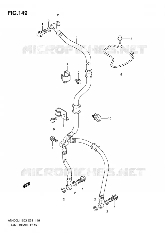DURITE DE FREIN AVANT (AN400L1 E33) Suzuki SCOOTER 400 BURGMAN 2011  AN400L1(E03)