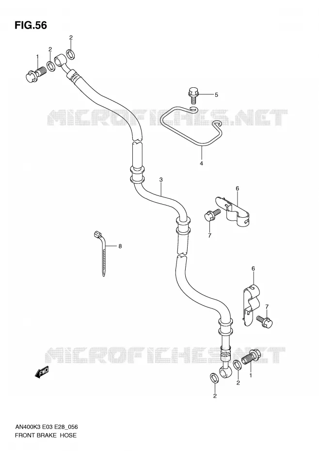 DURITE DE FREIN AVANT (MODELE K3) Suzuki SCOOTER 400 BURGMAN 2005  AN400K5(E3/E28)