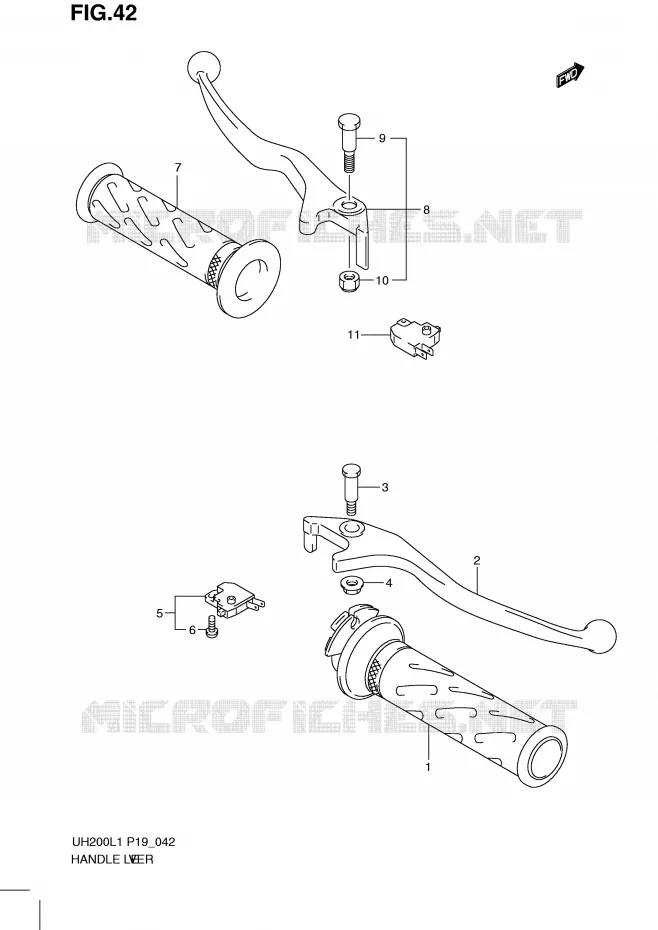 ENSEMBLE LEVIERS - POIGNEES Suzuki SCOOTER 200 BURGMAN 2011  UH200L1(P19)