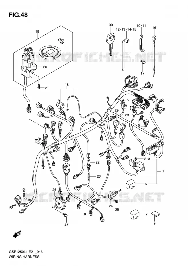 FAISCEAU ELECTRIQUE (GSF1250AL1 E21) Suzuki MOTO 1250 BANDIT 2012  GSF1250L1(E21)