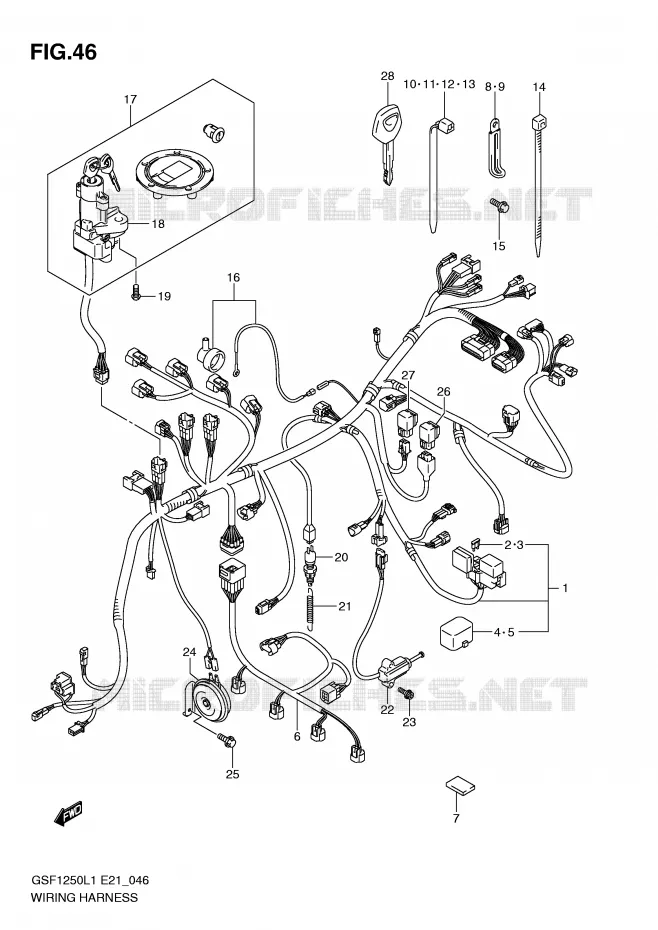 FAISCEAU ELECTRIQUE (GSF1250L1 E21) Suzuki MOTO 1250 BANDIT 2012  GSF1250L1(E21)