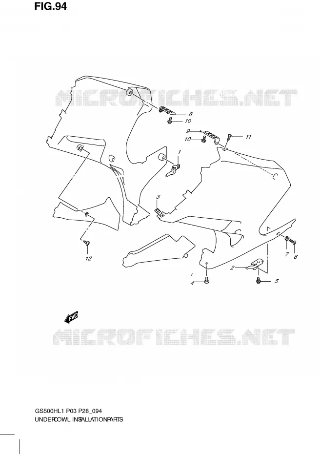 FIXATION DE CARENAGES (GS500FH P3) Suzuki MOTO 500 GS-E 2011  GS500HKL1(P3)