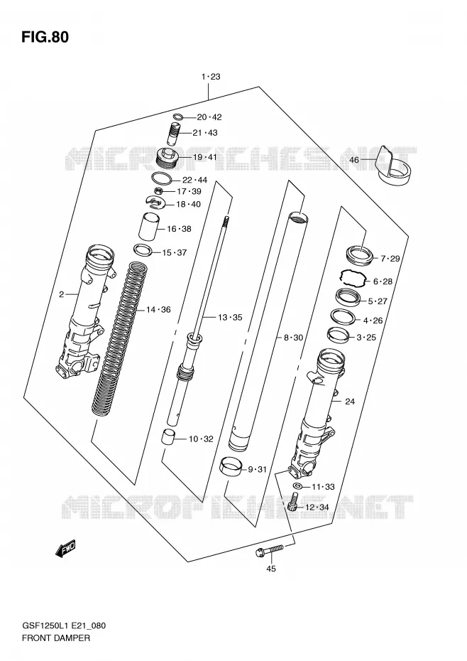 FOURCHE (GSF1250L1 E21) Suzuki MOTO 1250 BANDIT 2011  GSF1250AL1(E21)
