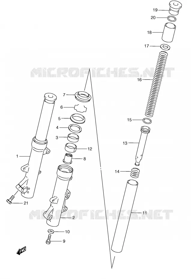 FOURCHE (MODELE W/X) Suzuki SCOOTER 250 BURGMAN 2000  AN250RY(E2)