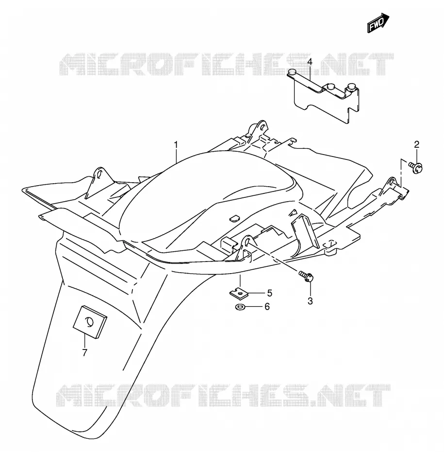 GARDE BOUE ARRIERE (MODELE K1/K2) Suzuki SCOOTER 250 BURGMAN 2002  AN250RK2(E2)