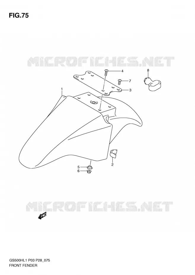 GARDE BOUE AVANT (GS500H P28) Suzuki MOTO 500 GS-F 2011  GS500FHL1(P3)