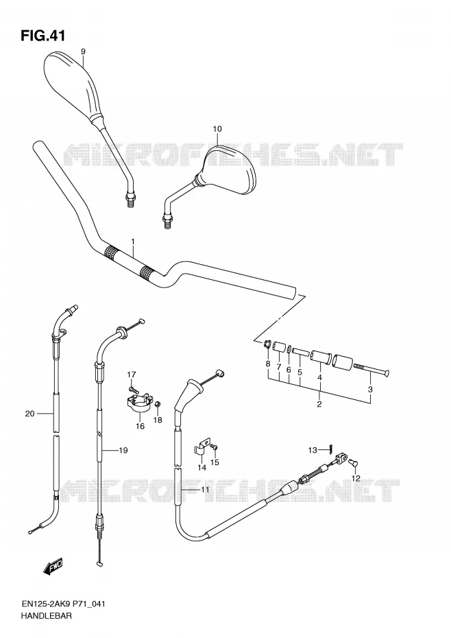 GUIDON (EN125-2A) Suzuki MOTO 125 EN 2009  EN125HUZK9(P71)