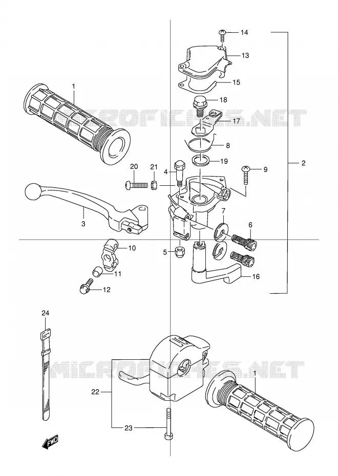 LEVIER DE FREIN AVANT Suzuki QUAD 80 QUADSPORT 2000  LT80Y(P1)