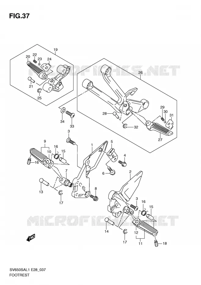 REPOSE PIED Suzuki MOTO 650 SV-S 2011  SV650SAL1(E28)