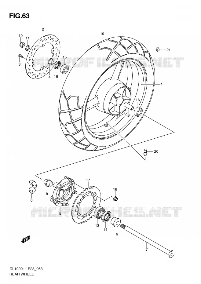 ROUE ARRIERE Suzuki MOTO 1000 V-STROM 2011  DL1000L1(E28)