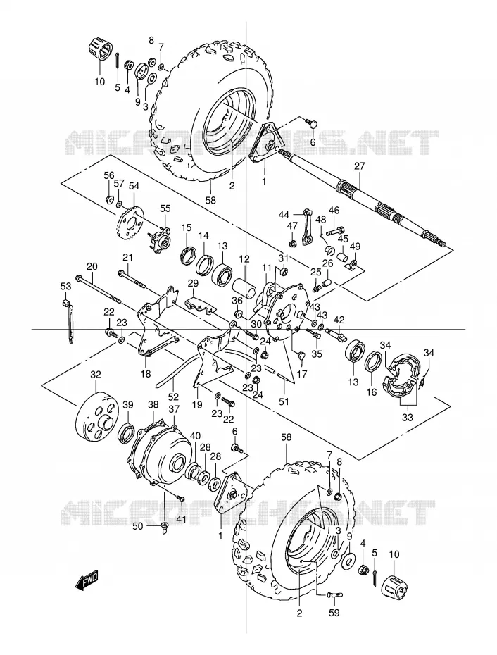 ROUE ARRIERE Suzuki QUAD 80 QUADSPORT 1997  LT80V(P1)